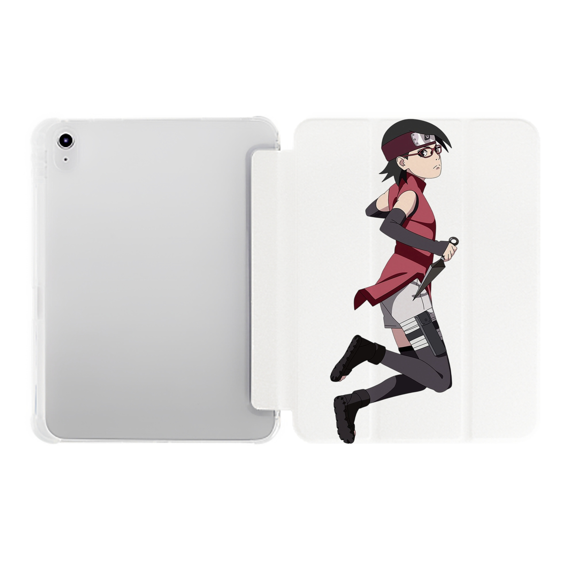 （画像用） NARUTO -ナルト- うちは サラダ Uchiha Sarada IPad ケース ペン収納付き 三つ折りスタンド PUレザー×シリコン 対応機種9.5/10.5/10.9インチ